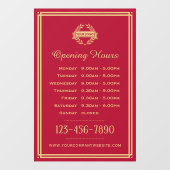 Openingsuren Klassiek Zakelijk Logo Rood Raamsticker (Vel)