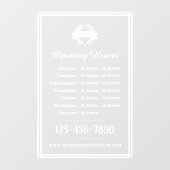 Openingsuren Klassiek Zakelijk Logo Wit Raamsticker (Vel)