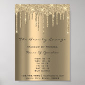 Openingsuren Make-up Gold Drips Glitterende Prijze Poster (Voorkant)