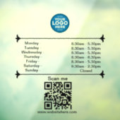 Openingsuren met QR-code aangepast bedrijfslogo  Raamsticker (Vel 3)