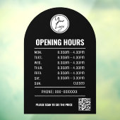 Openingsuren Met Qr Code En Zwarte Boog Raamsticker (Vel 3)