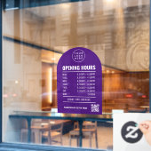 Openingsuren Met Qr Code Logo Paarse Boog Raamsticker (Cafe Raam)