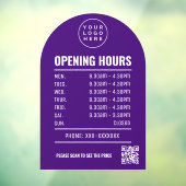 Openingsuren Met Qr Code Logo Paarse Boog Raamsticker (Vel 3)