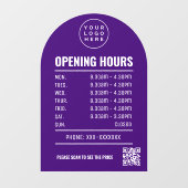 Openingsuren Met Qr Code Logo Paarse Boog Raamsticker (Vel)