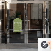 Openingsuren Met Qr Code Logo Sage Groen Boog Raamsticker (Kantoordeur)