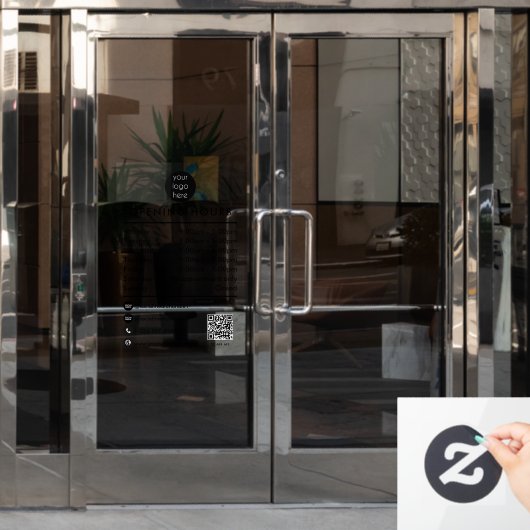 Openingsuren QR-code Zakelijk logo Raamsticker (Kantoordeur)