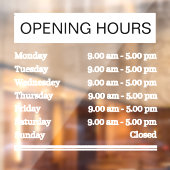 Openingsuren Raamsticker (Vel 2)