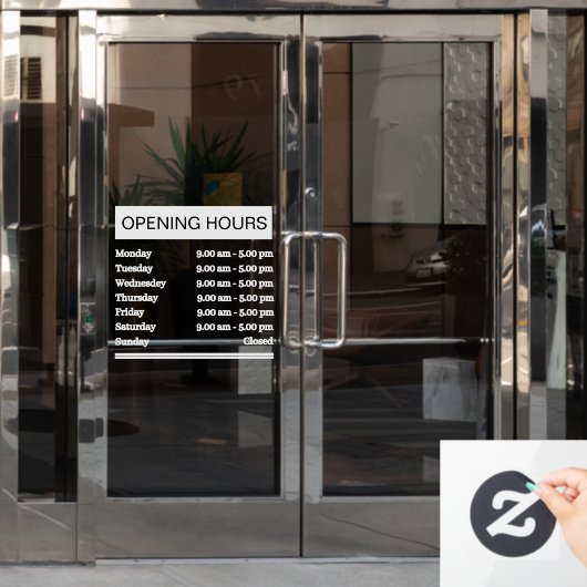 Openingsuren Raamsticker (Kantoordeur)