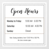 Openingsuren Sticker: Pas Je Planning Aan Raamsticker (Vel)