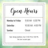 Openingsuren Sticker: Pas Je Planning Aan Raamsticker (Vel 3)