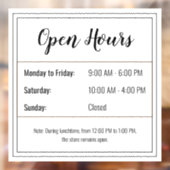 Openingsuren Sticker: Pas Je Schema Aan Raamsticker (Vel 2)