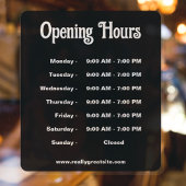 Openingsuren Tijd Modern Zwart en Wit  Raamsticker