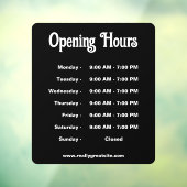 Openingsuren Tijd Modern Zwart en Wit  Raamsticker (Vel 3)