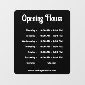 Openingsuren Tijd Modern Zwart en Wit  Raamsticker (Vel)