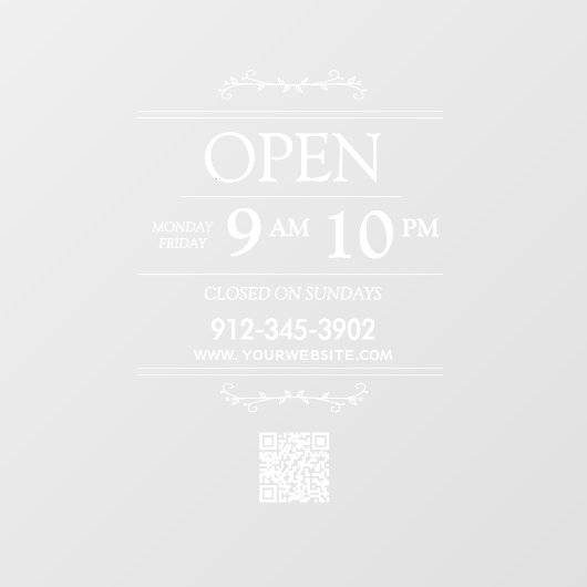 Openingsuren Transparante QR-code Modern Raamsticker (Vel)