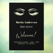 Openingsuren visagist welkom zwart raamsticker (Vel 3)