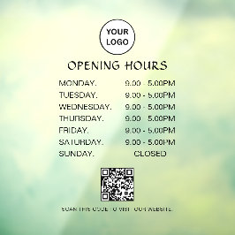 Openingsuren wit bedrijf Modern Schrift Qr Raamsticker
