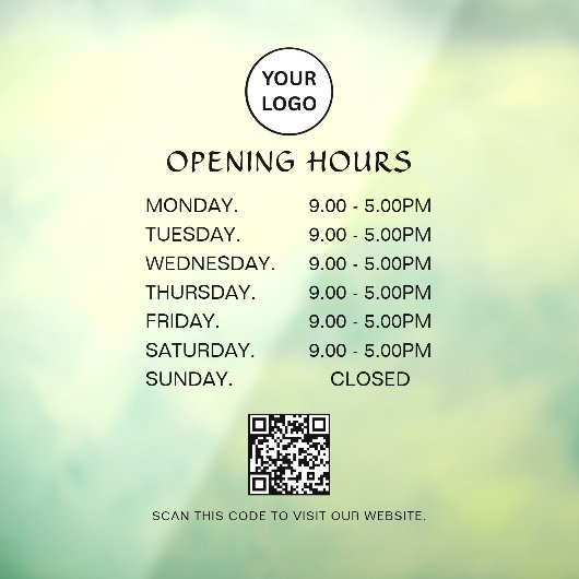 Openingsuren wit bedrijf Modern Schrift Qr Raamsticker (Vel 3)