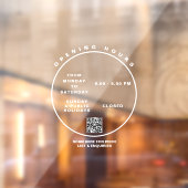 Openingsuren wit bedrijf Modern script rond Raamsticker (Vel 2)