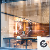 Openingsuren Witte Zakelijke Gelegenheid Ronde Mod Raamsticker (Cafe Raam)