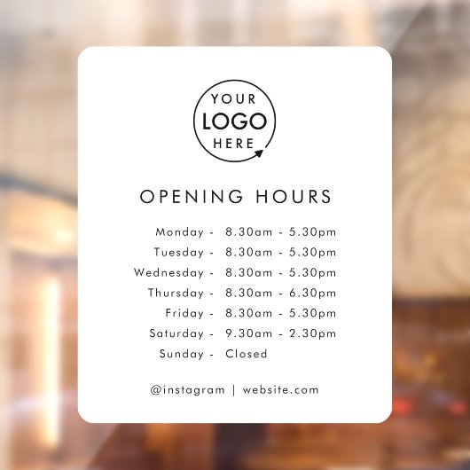 Openingsuren | Zakelijk Logo Openingsuren Modern Raamsticker (Vel 2)