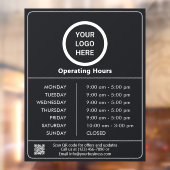 Openingsuren Zakelijk Logo QR Code Zwart & Wit Raamsticker (Vel 2)