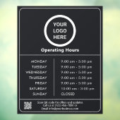 Openingsuren Zakelijk Logo QR Code Zwart & Wit Raamsticker (Vel 3)