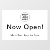 Openingsuren & Zakelijk Logo Zwart & Wit Raamsticker (Vel)