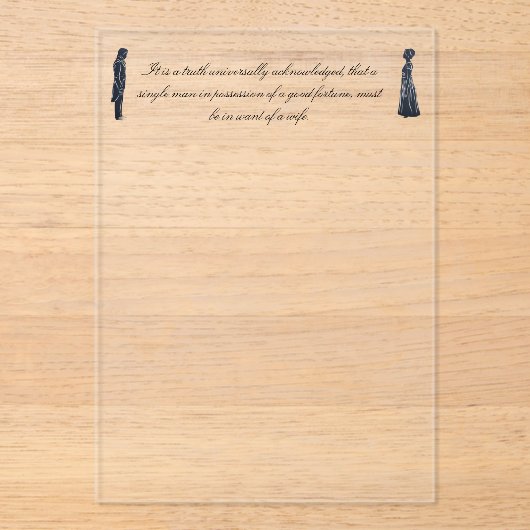 Openingszin van "Pride and Prejudice" plus silhoue Acryl Uitnodigingen (Voorkant)