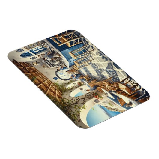 Openlucht coffeeshop in Santorini Magneet (Rechterzijde)