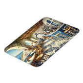 Openlucht coffeeshop in Santorini Magneet (Linkerzijde)