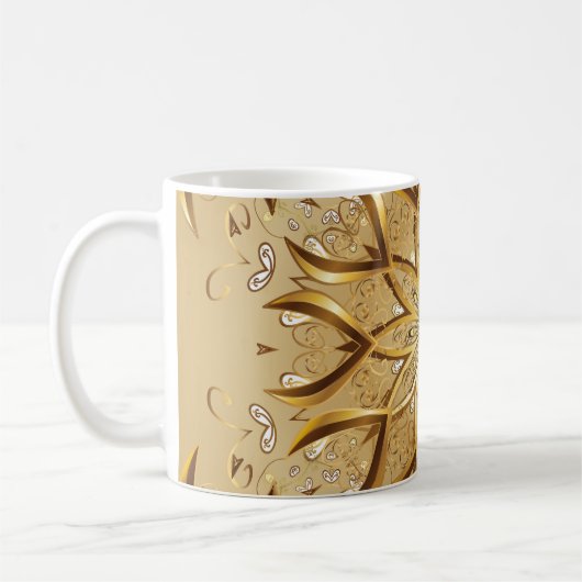 Openwerk gouden, oosterse schets textuur. koffiemok (Links)