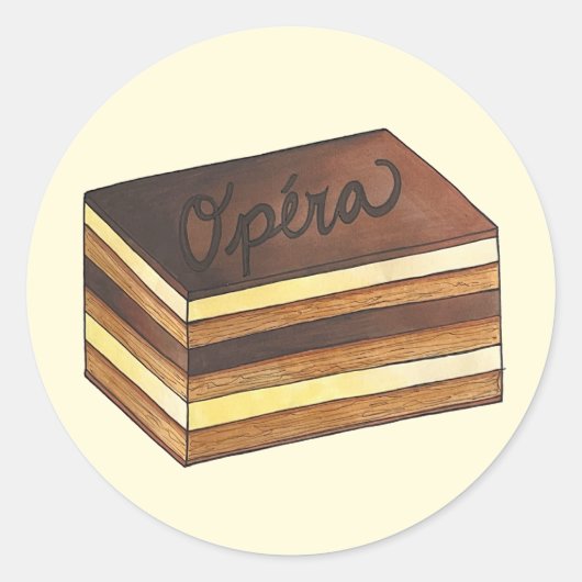 Opéra Cake Franse gebak Patisserie Dessert eten Ronde Sticker (Voorkant)