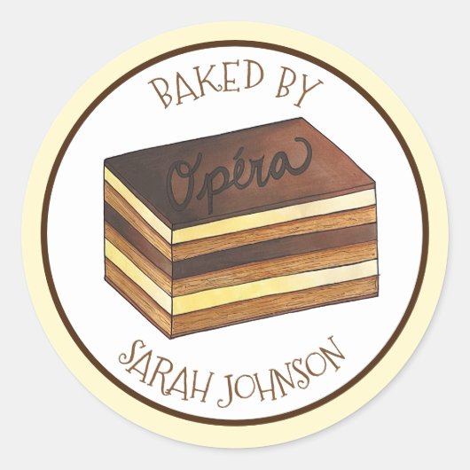 Opera Cake gebak Franse bakkerij chef gebakken doo Ronde Sticker (Voorkant)