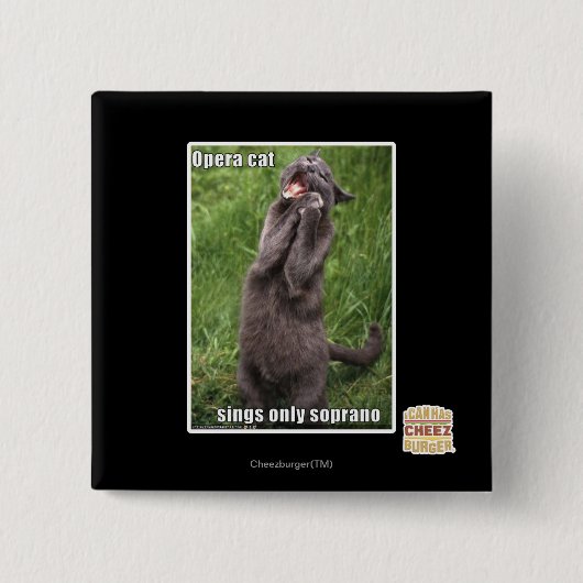 Opera Cat Vierkante Button 5,1 Cm (Voorkant)