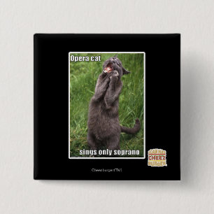 Opera Cat Vierkante Button 5,1 Cm