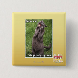 Opera Cat Vierkante Button 5,1 Cm