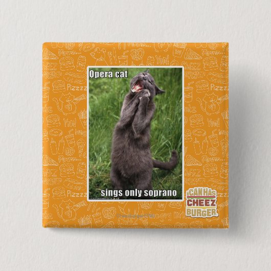Opera Cat Vierkante Button 5,1 Cm (Voorkant)
