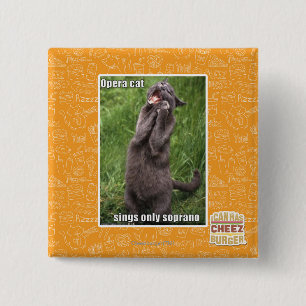 Opera Cat Vierkante Button 5,1 Cm