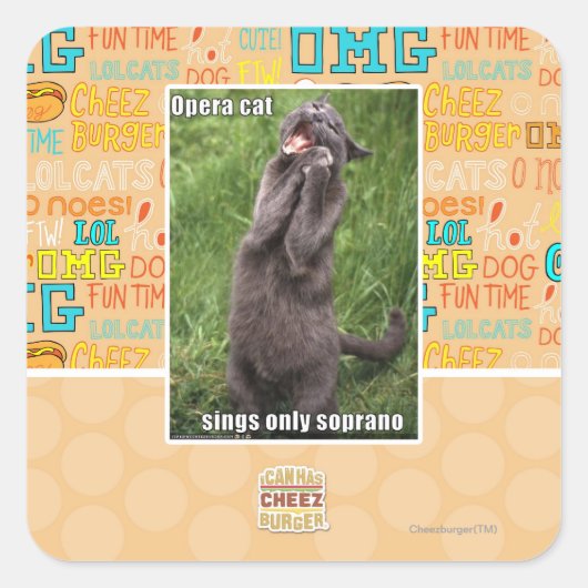 Opera Cat Vierkante Sticker (Voorkant)