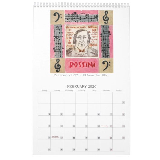 OPERA COMPOSERS wandkalender Kalender (Feb 2026)