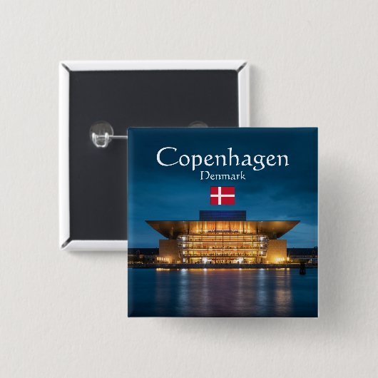 Opera House Kopenhagen Vierkante Button 5,1 Cm (Voorkant /achterkant)