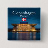 Opera House Kopenhagen Vierkante Button 5,1 Cm (Voorkant)