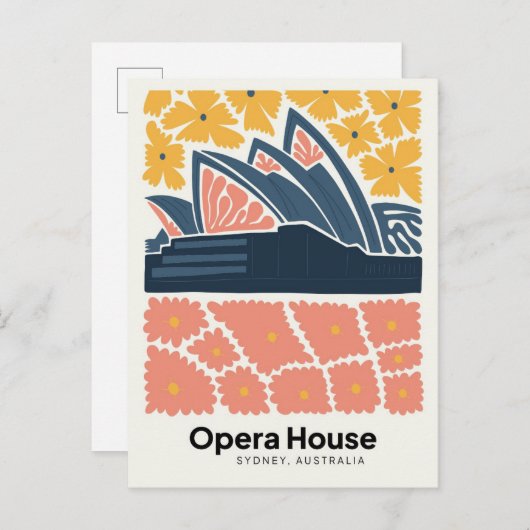 Opera House Sydney Australië reizen bloemenkunst Briefkaart (Voorkant / Achterkant)