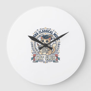 Opera Klassieke Muziek Kat Cute Kat T-Shirt Ontwer Grote Klok