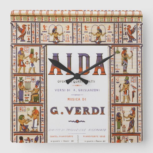  Opera Music, Egyptisch Aida door Verdi Vierkante Klok (Voorkant)