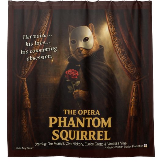 Opera Phantom Eekhoorn Parodie Douchegordijn (Voorkant)