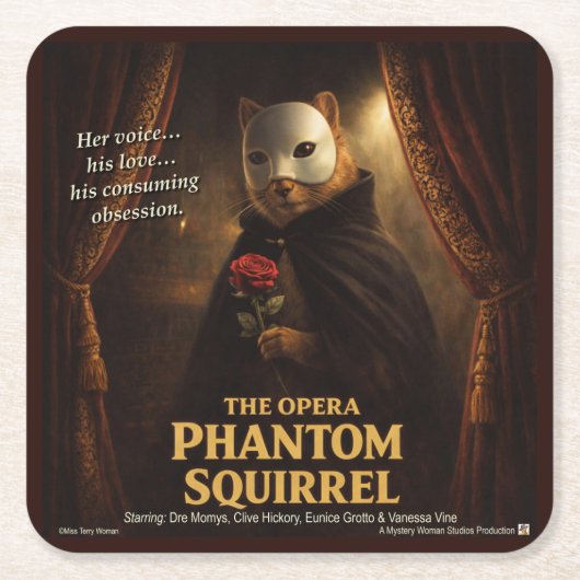 Opera Phantom Eekhoorn Parodie Kartonnen Onderzetters (Voorkant)