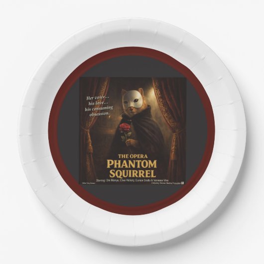 Opera Phantom Eekhoorn Parodie Papieren Bordje (Voorkant)