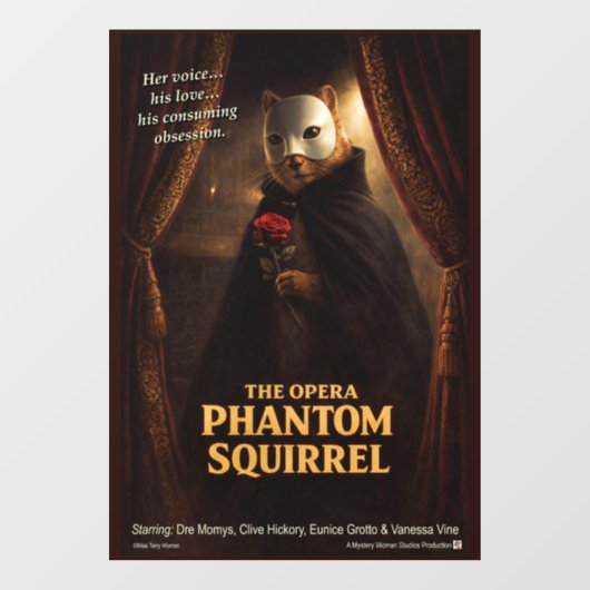 Opera Phantom Eekhoorn Parodie Raamsticker (Vel)